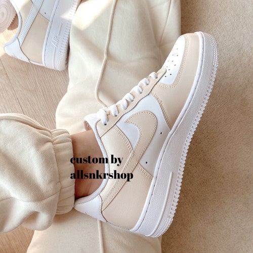tan nike air force 1 low custom