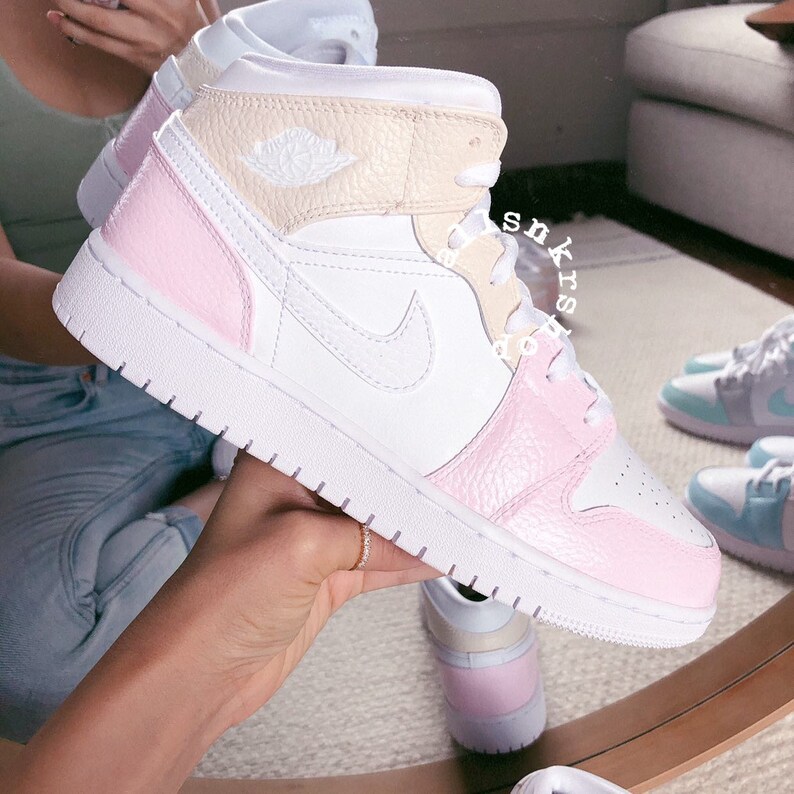 Pastel Women Nike Air Jordan 1 Mid Custom Etsy