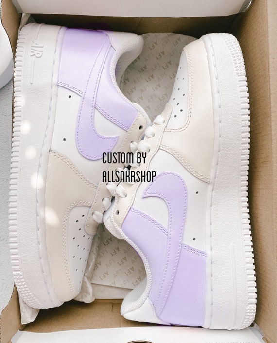 Nike Womens Air Force 1 low custom AF1 purple biege cream | Etsy