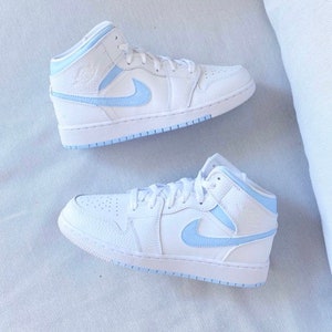 Nike Air Jordan 1 Mid Custom Baby Blue - Etsy