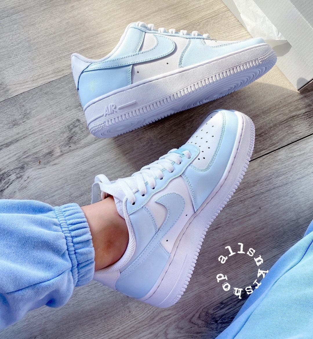 Custom Nike Air Force 1 Low Blue, Women Custom Sneaker, Af1 Low Custom ...