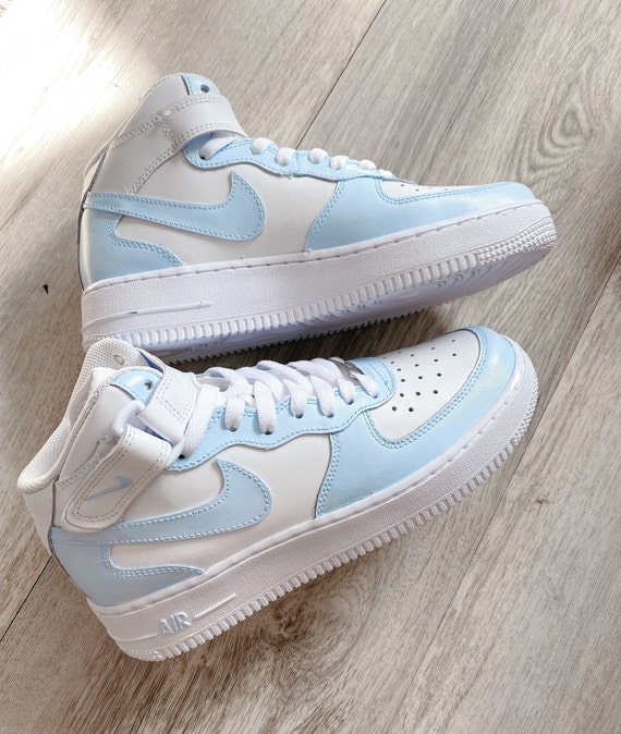 Custom Nike Air Force 1 Mid Baby Blue Women Custom - Etsy