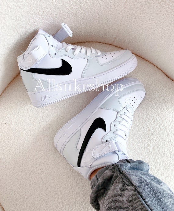 Custom Nike Air Force Ones Light Gray Custom AF1 Mid Custom