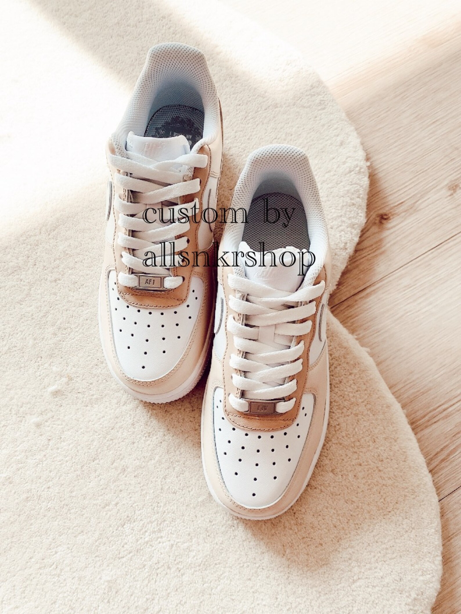 Custom nike air force 1 low Biege cream | Etsy