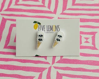 Summerween Ice cream “Ice Scream” Cone  13mm Stud Earring * Cute Earrings  * Spooky Stud Earrings