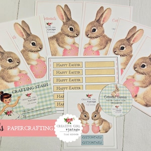 Cottontail Bunnies Paper Crafting image Bundle Easter Crafting ~Candy cups~ ornaments Video Tutorial