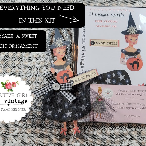 31 Magic Spells WITCH ORNAMENT Paper Crafting KIT Vintage Halloween Style Crafting Project Video tutorial on my channel
