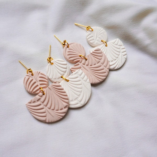 ESTELLE~ Polymer Clay Textured Earrings~ Neutral Everyday Jewelry~ Gold Stainless Steel Posts