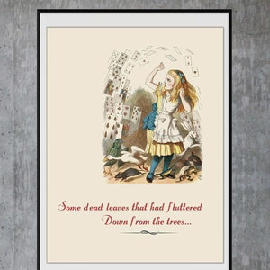 Alice’s Adventures In Wonderland - art print poster, Alice Pack of Cards art print, John Tenniel artwork, Lewis Carroll Alice quote