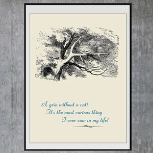 Alice’s Adventures In Wonderland - art print poster, Cheshire Cat Grin art print, John Tenniel artwork, Lewis Carroll Alice quote