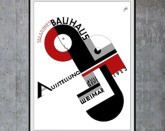 Bauhaus art print poster, 1923 Bauhaus Weimar exhibition, German Modernism, Schmidt, Schlemmer
