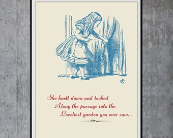 Alice's Adventures in Wonderland Art Print Poster, Alice Finds Tiny
