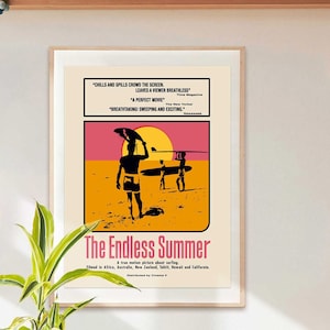 Póster de la película The Endless Summer, reproducción de la película de surf de 1966, color naranja rosado (45,7 x 61 cm)