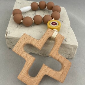 Blessing Silicone Decade Rosary, Mustard Seed and Oak, adult ADHD fidget, Confirmation gift, baptism gift for him, God&#39;s eye mati bead
