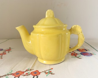 Yellow Pottery Teapot, Rosette by Shawnee