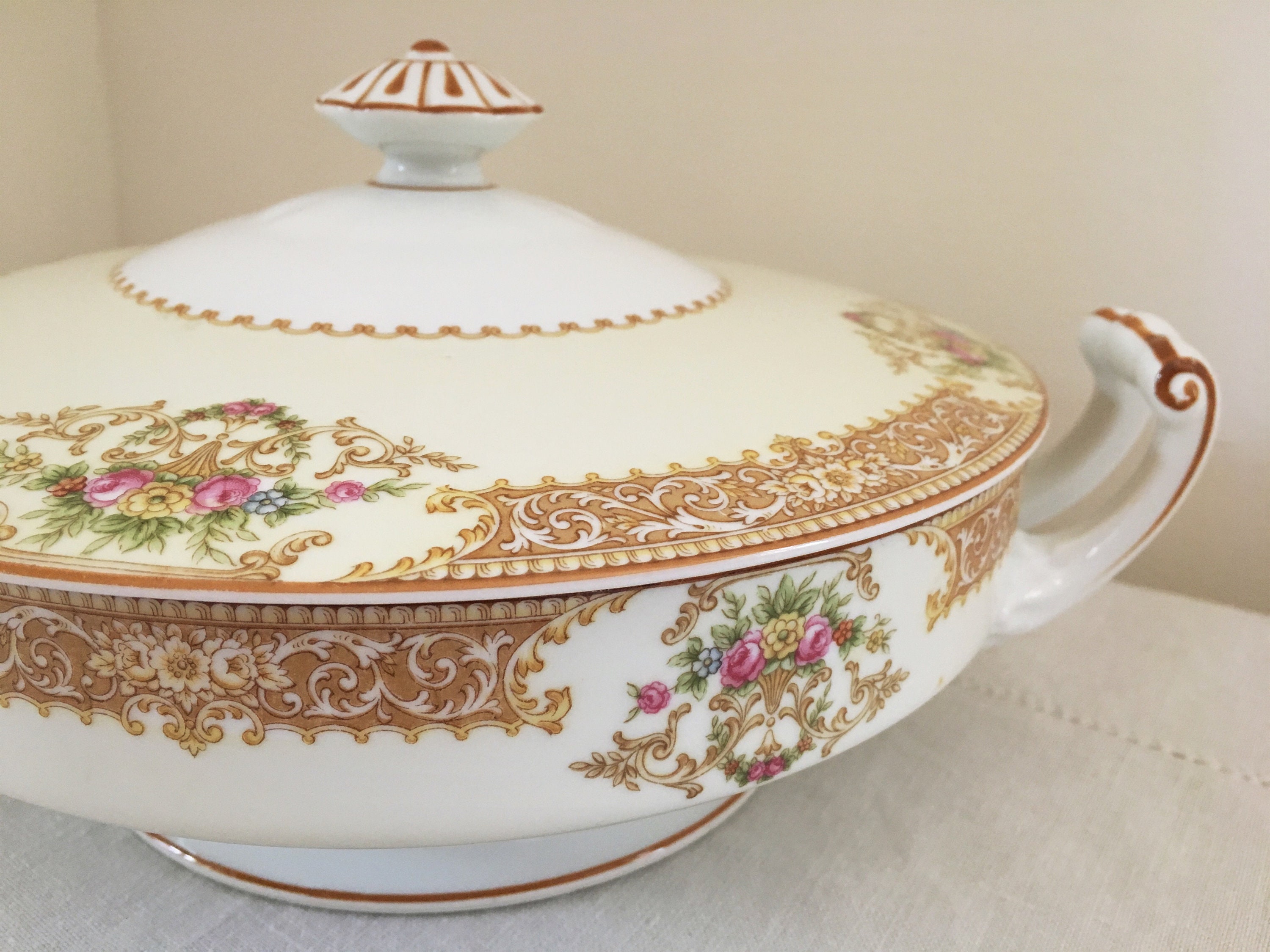 VINTAGE Noritake Round Covered Vegetable Bowl With Lid Mariana Gold - View #8