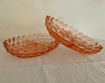Pink Depression Glass Divided Bowls Set