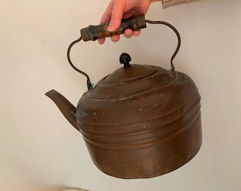Huge Antique Copper Kettle Holds 2 Gallons