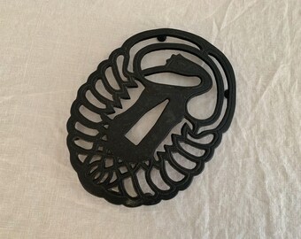 Iron Trivet in Japanese Tsuba Sword Guard Style