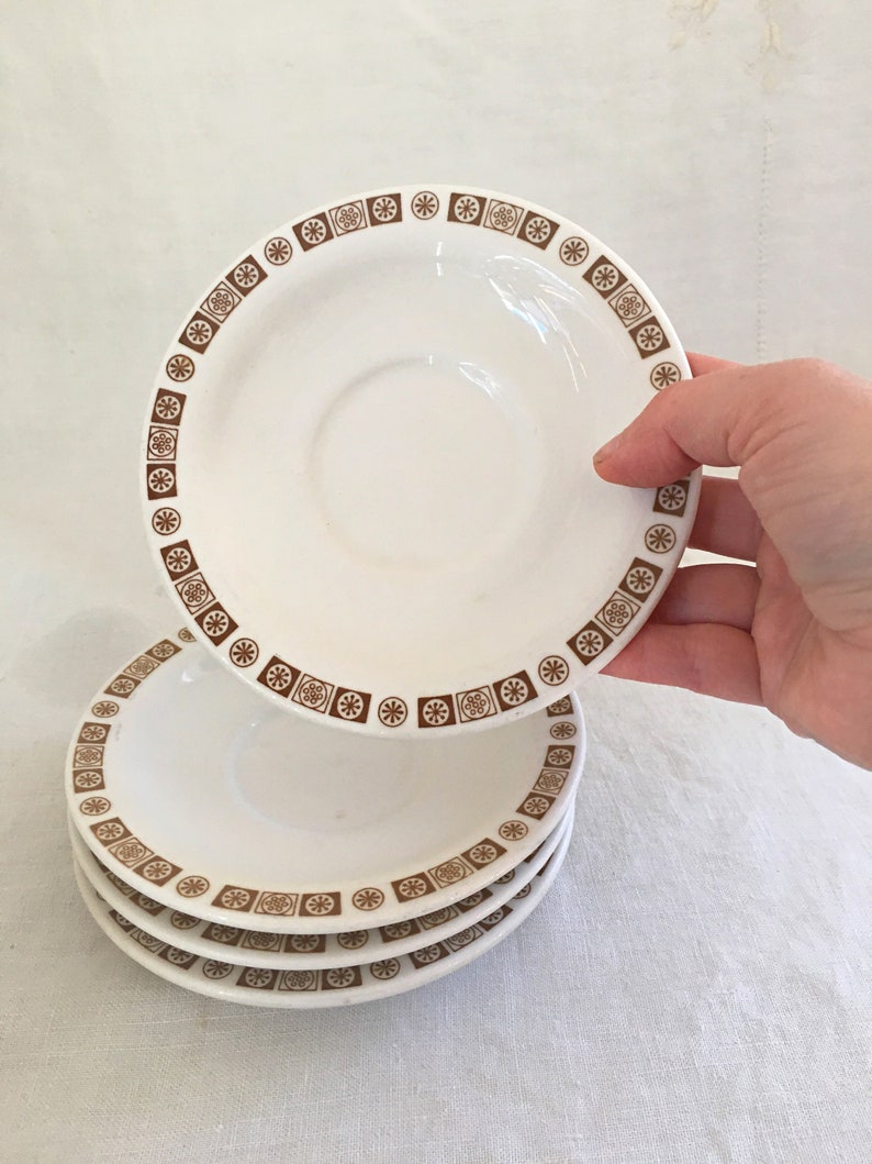 Atomic Brown Buffalo China Restaurant Ware Set of Retro Plates