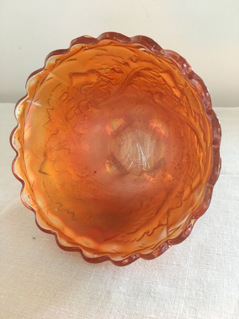 Iridescent Orange Carnival Glass Depression Glass Bowl or Etsy