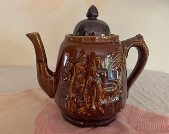 Brown Rockingham Glaze Teapot, Rebecca at the Well