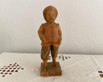 Wood Carved Man Figurine, Sancho Panza 1022