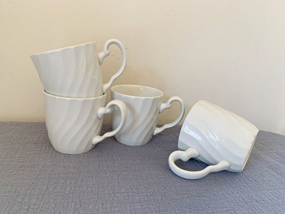 White Mugs, Set of 4