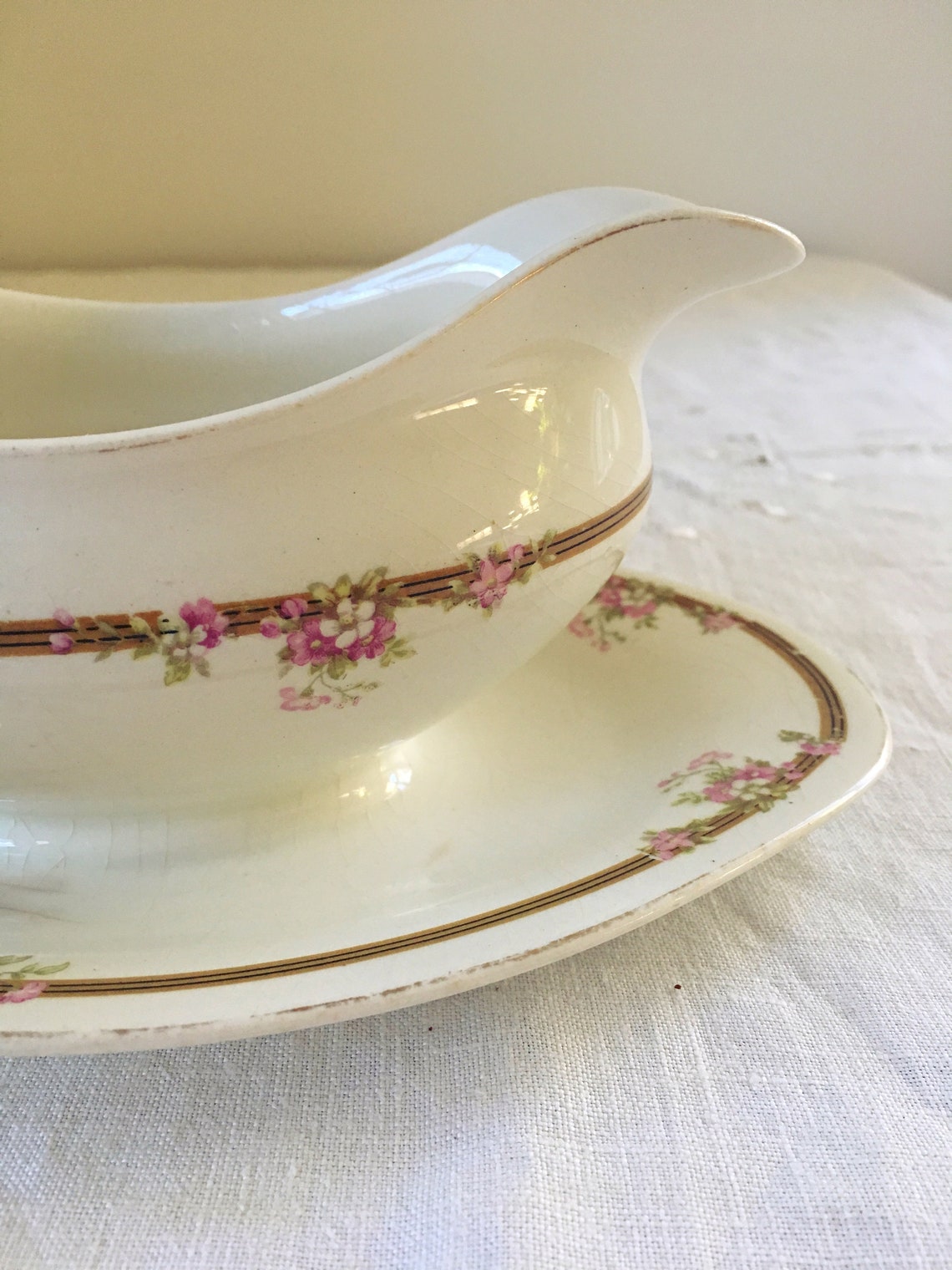 Vintage Johnson Brothers Gravy Boat with Attached Underplate Etsy