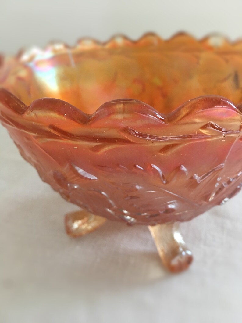 Iridescent Orange Carnival Glass Depression Glass Bowl or Etsy