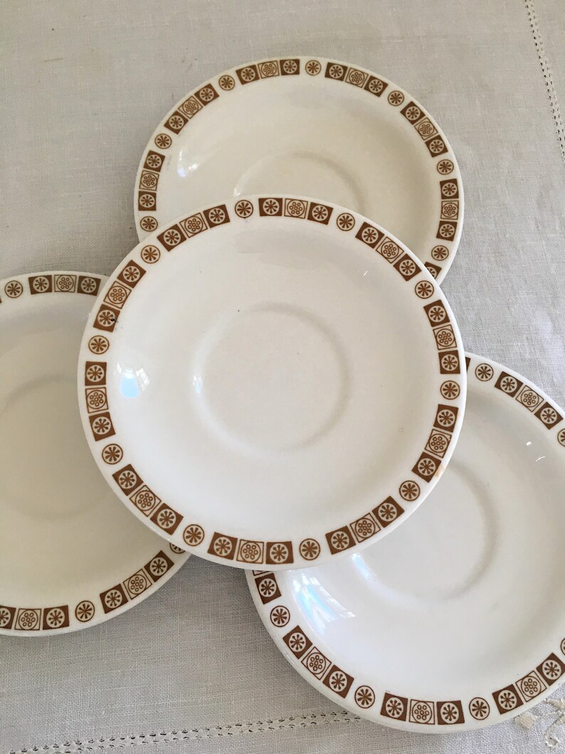Atomic Brown Buffalo China Restaurant Ware Set of Retro Plates