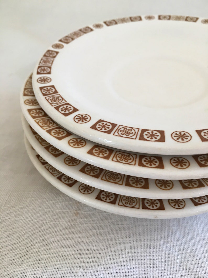 Atomic Brown Buffalo China Restaurant Ware Set of Retro Plates