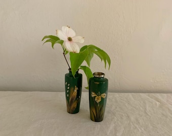 Miniature Japanese Brass Vase Pair