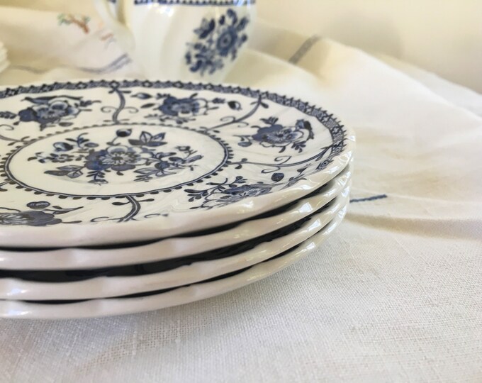 Johnson Brothers Indies Blue Saucers Plates Set of 4 Etsy
