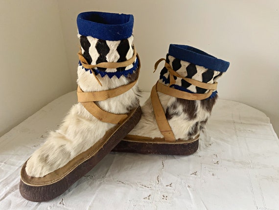 Native Handmade Fur Boots, Folk Art