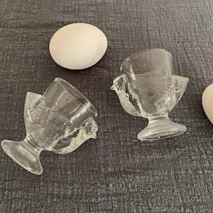 Vintage Glass Chicken Egg Cups, Set of 2