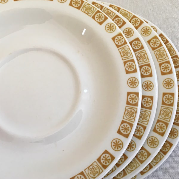 Buffalo China Restaurant Ware Set of Retro Plates, Atomic Gold