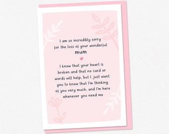 Sympathy Card for Mum - Thinking of You Card - Bereavement Card Mum - Sympathy Card Mum - Empathy Card - Sending Love Card