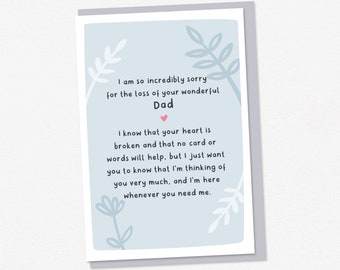 Sympathy Card for Dad - Thinking of You Card - Bereavement Card Dad - Sympathy Card Dad - Empathy Card - Sending Love Card