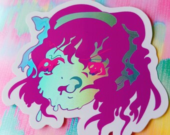 Weirdcore Haruhi Holographic Vinyl Sticker