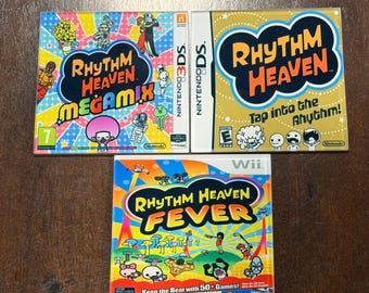 Rhythm Heaven Glass Coasters • DS, 3DS & Wii Box Art Coaster Set • Nintendo Retro Gaming Decor • Gamer Gift • Rhythm Heaven Fever Megamix