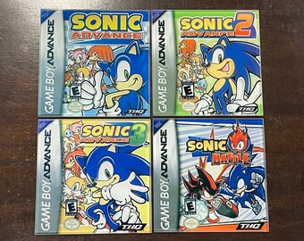 Sonic Gameboy Advance Glass Coasters - Sonic Advance 1, Sonic Advance 2, Sonic Advance 3, Sonic Battle | Retro Gaming Coasters