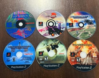 Ace Combat Disc Art Coasters | Tempered Glass PS1 PS2 Game Art Set | Retro PlayStation Decor | Aviation Gamer Gift | Flight Sim Collectible