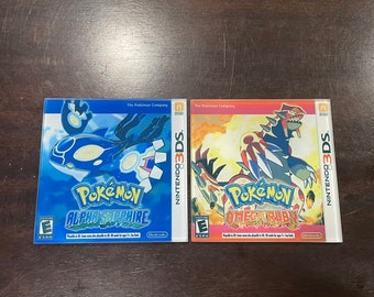 Alpha Sapphire and Omega Ruby Glass Coasters -  Unique Pokemon Gift Idea for Gamers, Boyfriends, and Retro Gamers - Select Your Own Set
