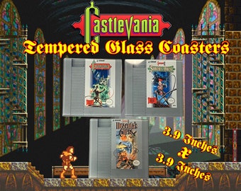 Castlevania NES Game Coasters – 8-bit Retro Gaming, Tempered Glass