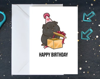 Guinea Pig Birthday Card - Black Guinea Pig - Guinea Pig Gift - Little Girl / Boy Birthday Card