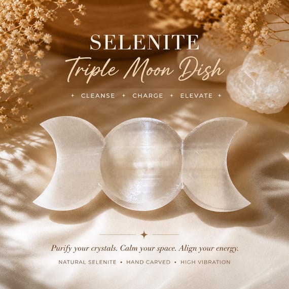 Selenite Charging Dish / Crystal Charging Plate / Summer Solstice (Litha) Altar / Energy Cleansing Bowl / Altar Decor / Wicca Pagan Tools