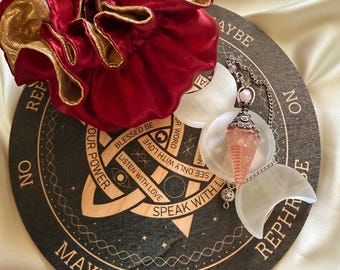 Selenit Aufladeplatte & Pendel-Set / Kristall-Reinigungsschale / Wahrsager-Kit / Dreifach-Mond-Altar-Werkzeug