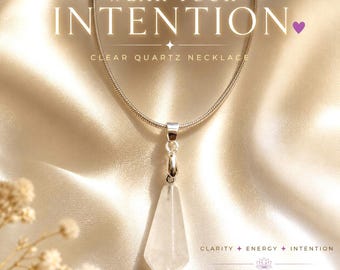 Klare Quarz Halskette, tragen Sie Ihre Absicht - Schmuck, Kristall Anhänger Halskette, Heilstein Halskette, spirituelles Geschenk für Sie