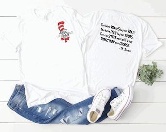 Themed Monogram Shirt Front and Back. Teacher Gift. Doctor Seuss Birthday Shirt.
